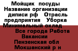 Мойщик  посуды › Название организации ­ диписи.рф › Отрасль предприятия ­ Уборка › Минимальный оклад ­ 20 000 - Все города Работа » Вакансии   . Пензенская обл.,Мокшанский р-н